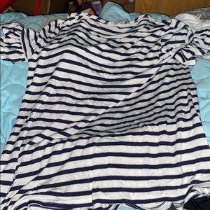 Navy blue and white striped shirt